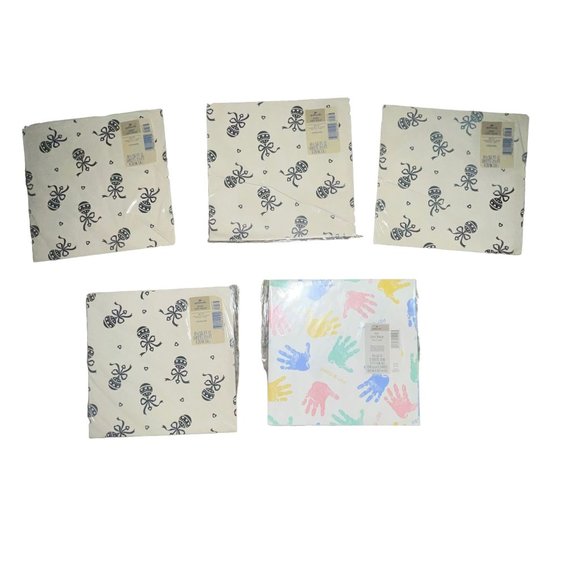 Vintage New Hallmark Gift Wrap Lot 36 Baby Birthday Spring Easter Flat Wrap - Picture 4 of 8